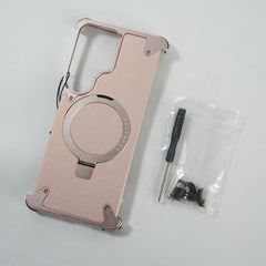 FRATO Aeroflex Metal Galaxy S26 Ultra Premium PU Leather Metal Case with Rotating Stand