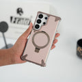 Galaxy S26 Ultra Premium PU Leather Metal Case with Rotating Stand