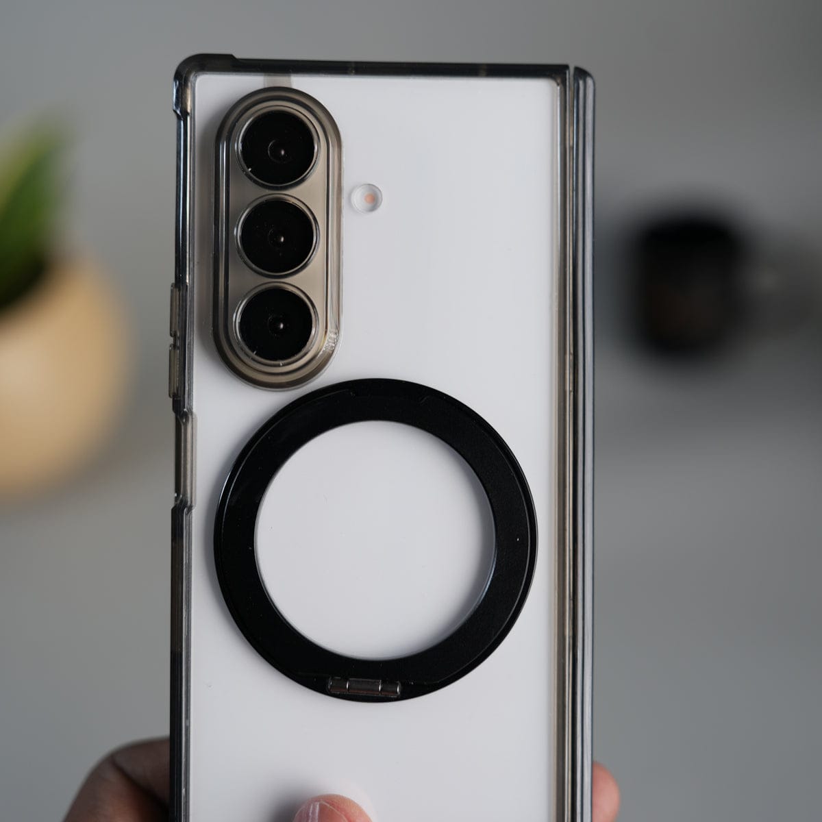 FRATO Fold 6 Collection Galaxy Z Fold 7 Transparent Case with Ring Stand | Clear Shockproof Cover