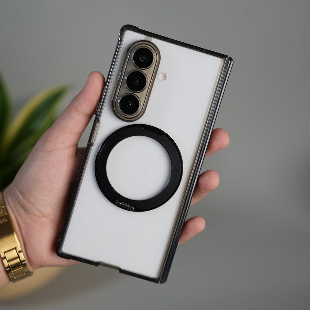 FRATO Fold 6 Collection Galaxy Z Fold 7 Transparent Case with Ring Stand | Clear Shockproof Cover