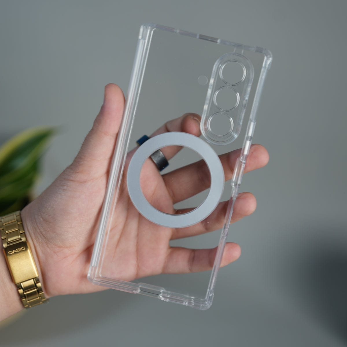 FRATO Fold 6 Collection Galaxy Z Fold 7 Transparent Case with Ring Stand | Clear Shockproof Cover