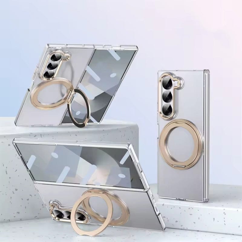 FRATO Fold 6 Collection Samsung Galaxy Z Fold 6 Transparent 360°Rotating Magnetic Holder Case Cover