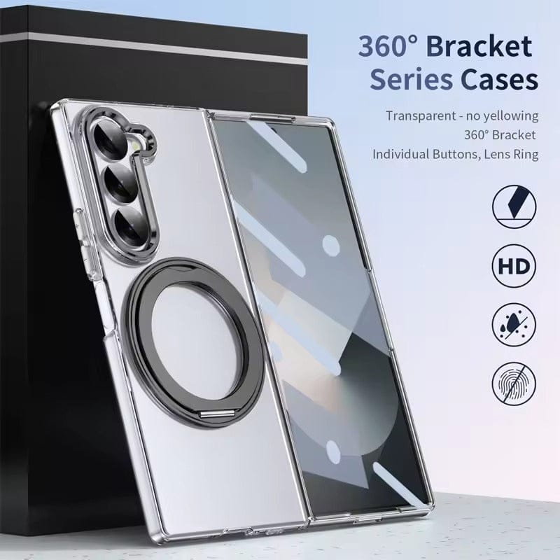 FRATO Fold 6 Collection Samsung Galaxy Z Fold 6 Transparent 360°Rotating Magnetic Holder Case Cover