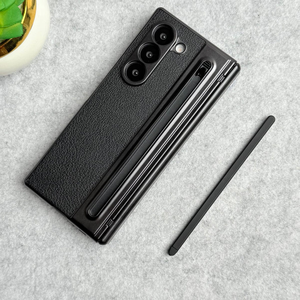 FRATO Fold 7 Collection Black Samsung Galaxy Z Fold 7 Chrome Plating front Glass Protection Hinge Case Folding Cover