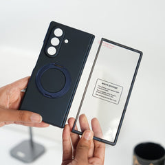 FRATO Fold 7 Collection Blue Galaxy Z Fold 7 Matte MagSafe Case with 360° Rotating Stand & Hinge Protection