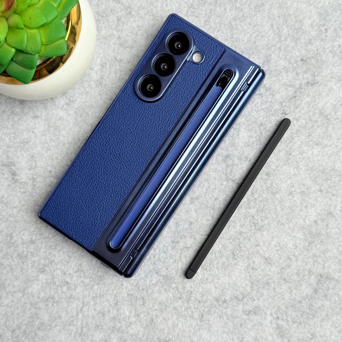FRATO Fold 7 Collection Blue Samsung Galaxy Z Fold 7 Chrome Plating front Glass Protection Hinge Case Folding Cover