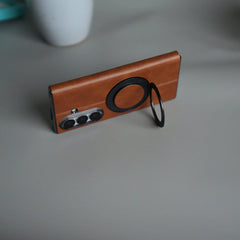 FRATO Fold 7 Collection Galaxy Z Fold 7 Luxury Leather Rotating Ring Stand Case