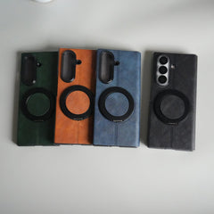 FRATO Fold 7 Collection Galaxy Z Fold 7 Luxury Leather Rotating Ring Stand Case
