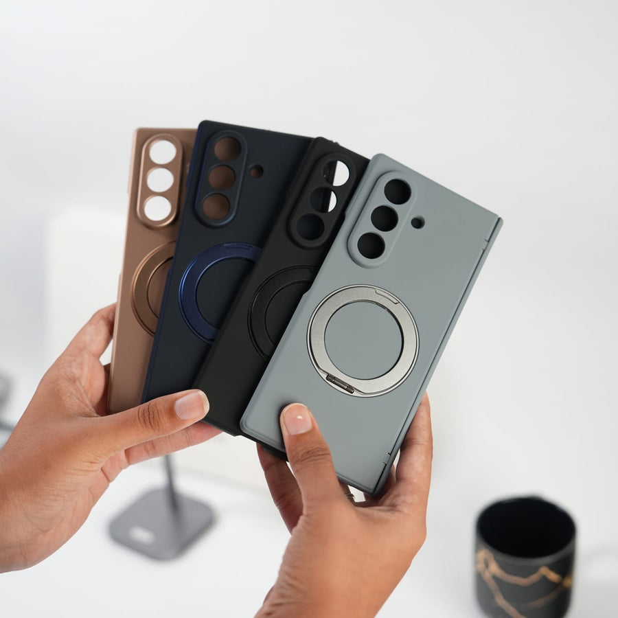 Galaxy Z Fold 7 Matte MagSafe Case with 360° Rotating Stand & Hinge Protection