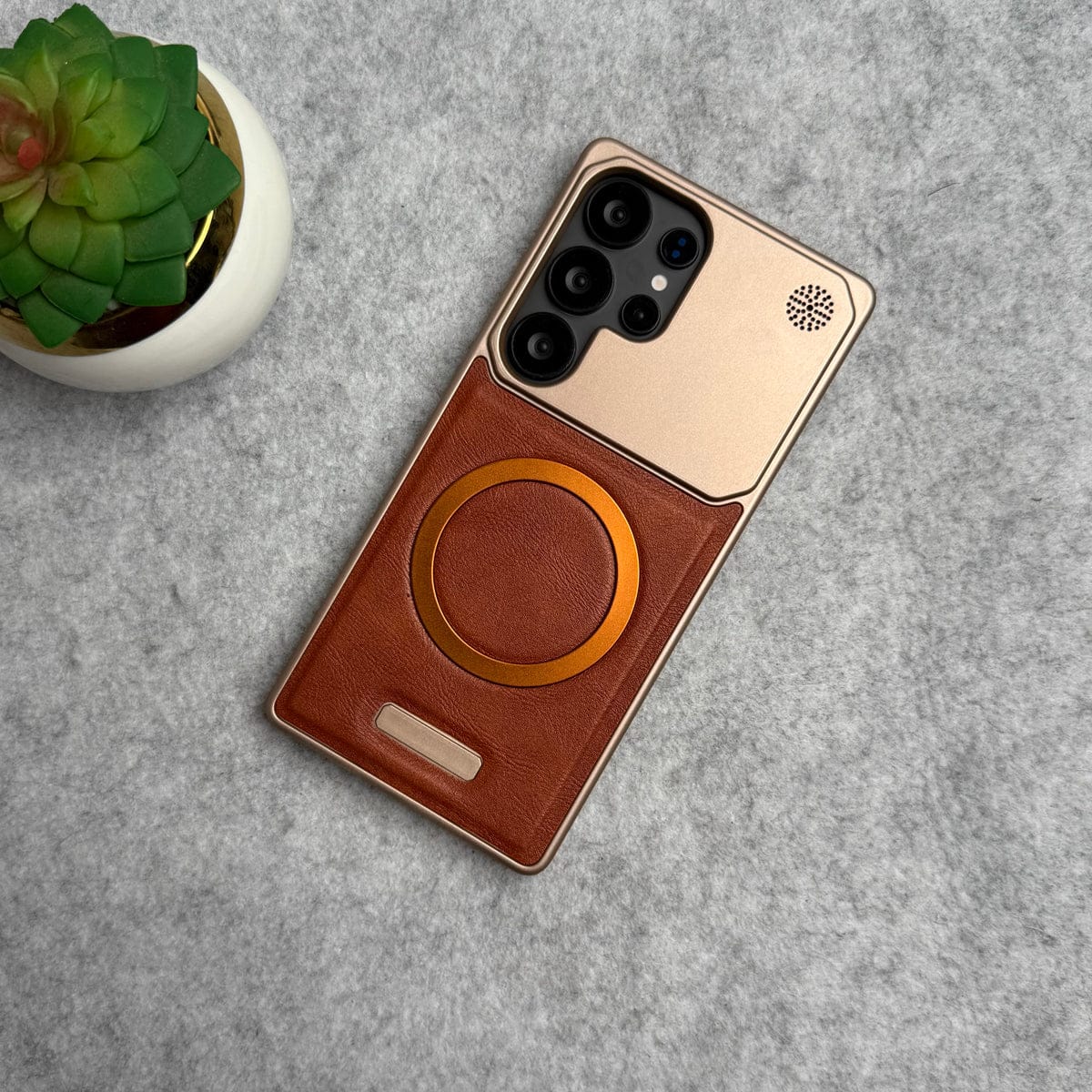 FRATO Samsung S24U Dark Brown Galaxy S24 Ultra Cover Frameless PU Leather Case