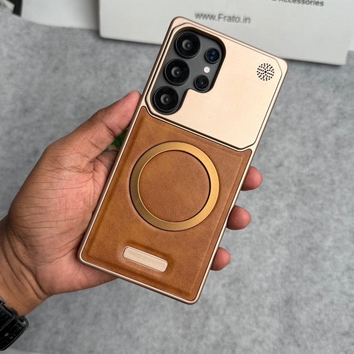 FRATO Samsung S24U Galaxy S24 Ultra Cover Frameless PU Leather Case