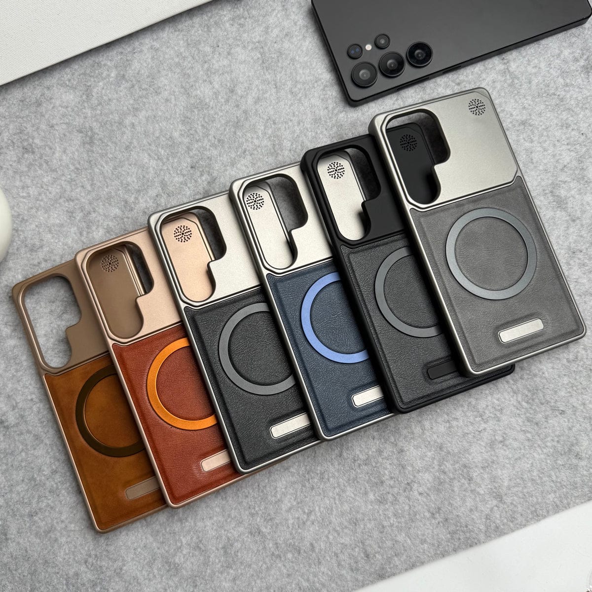 FRATO Samsung S24U Galaxy S24 Ultra Cover Frameless PU Leather Case