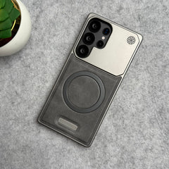 FRATO Samsung S24U Gray Galaxy S24 Ultra Cover Frameless PU Leather Case