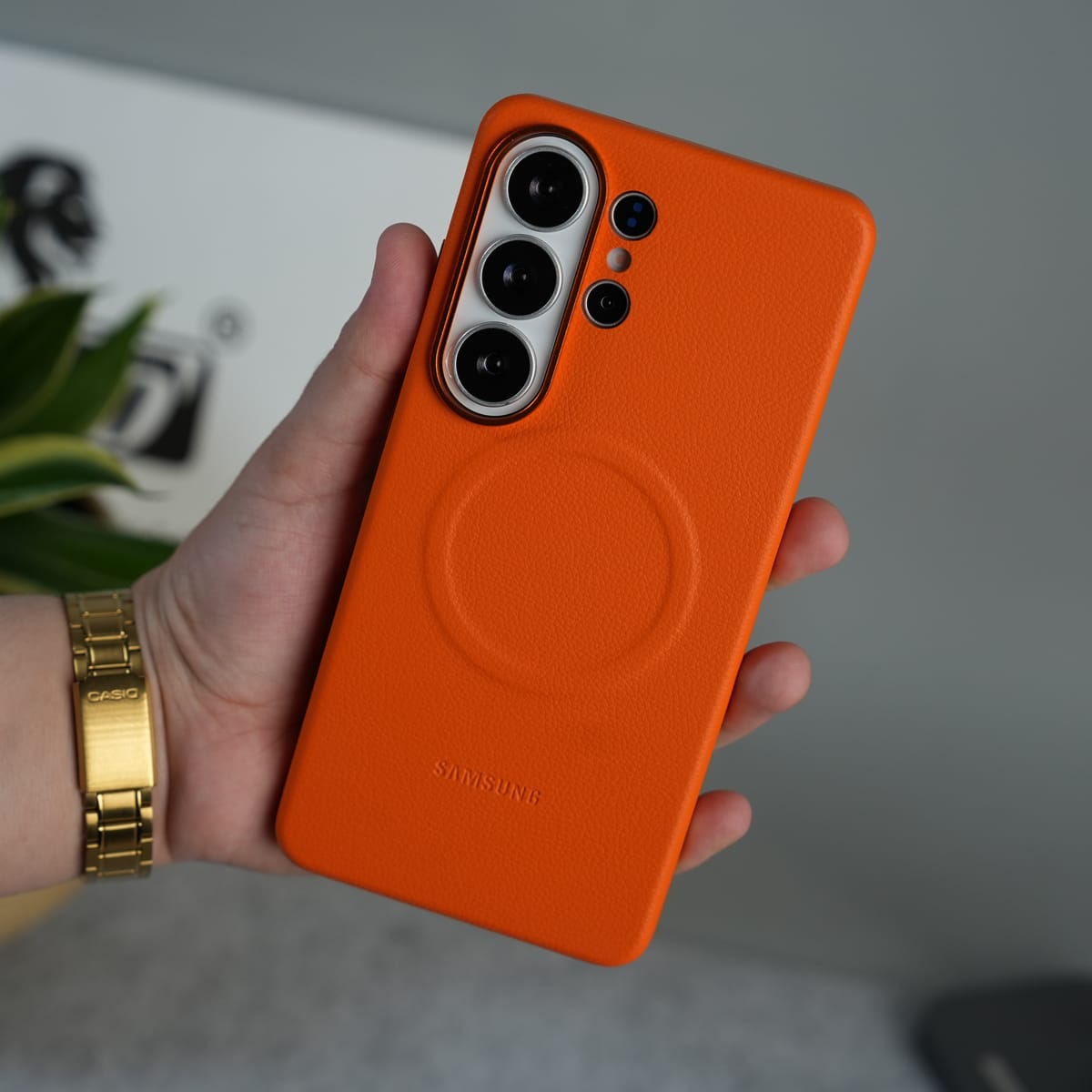 FRATO Samsung S25 Ultra Orange Galaxy S25 Ultra Premium Microfiber Magnetic Case