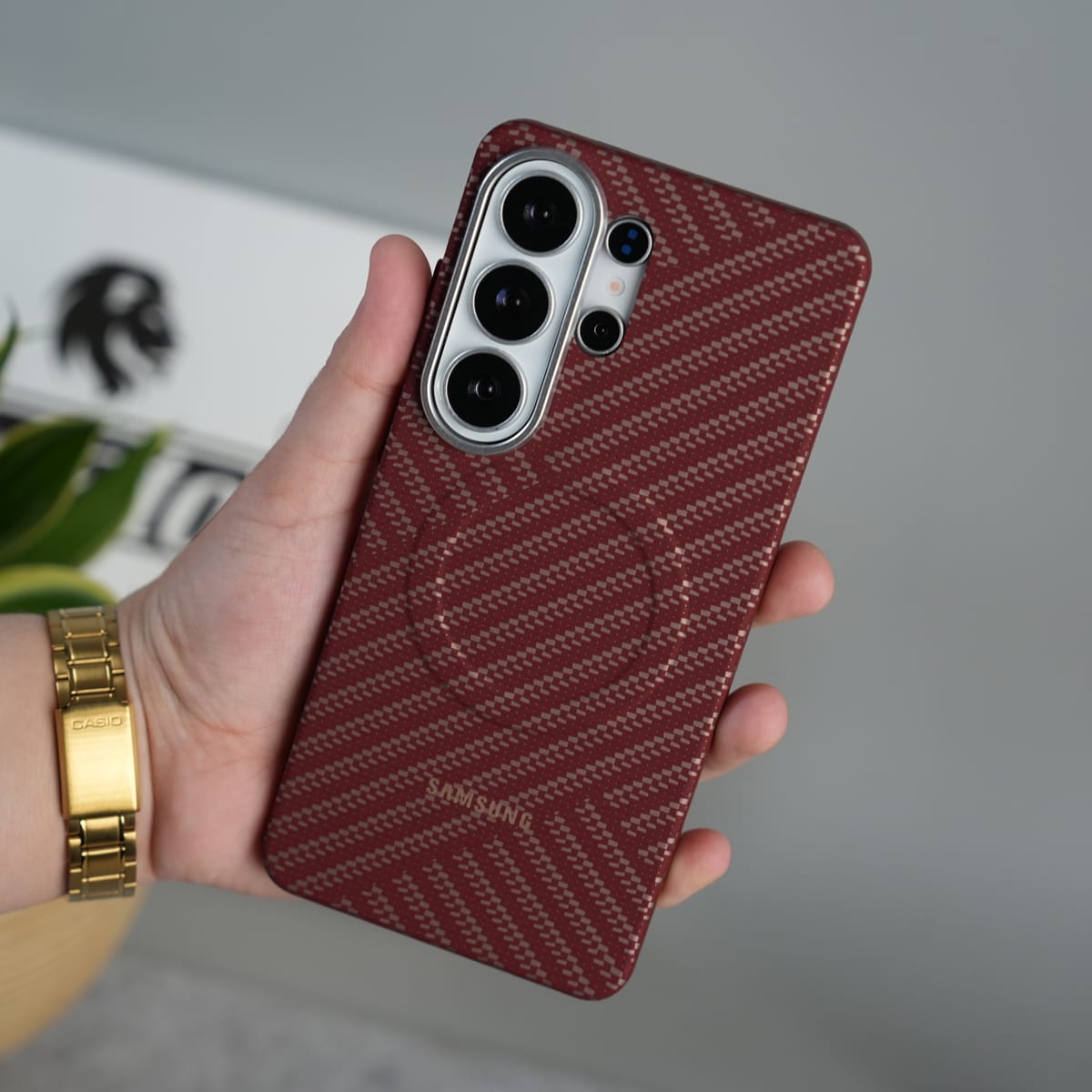 FRATO Samsung S25U Maroon Samsung Galaxy S25 Ultra Premium Woven Design Case