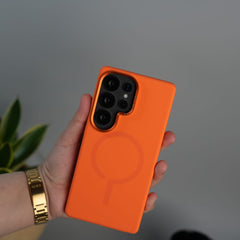FRATO Samsung S25U Orange Galaxy S25 Ultra Silk Silicone MagSafe Case | Soft Touch | Slim & Shockproof Cover
