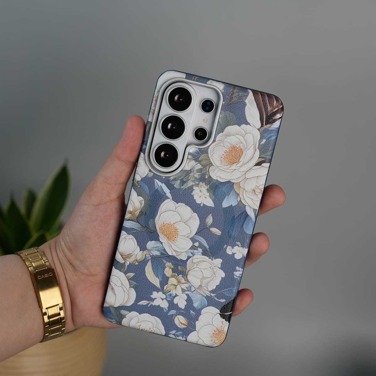 FRATO Samsung S26 Ultra Blue Galaxy S26 Ultra Premium Floral Leather MagSafe Case Back Cover