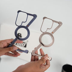 FRATO Samsung S26 Ultra Galaxy S26 Ultra Frameless Z Shape Metal Case with Rotating Stand