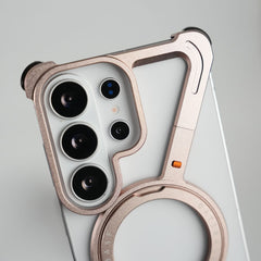 FRATO Samsung S26 Ultra Galaxy S26 Ultra Frameless Z Shape Metal Case with Rotating Stand