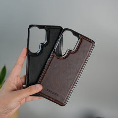 FRATO Samsung S26 Ultra Galaxy S26 Ultra Leather Case | Classic Side Chrome Back Cover