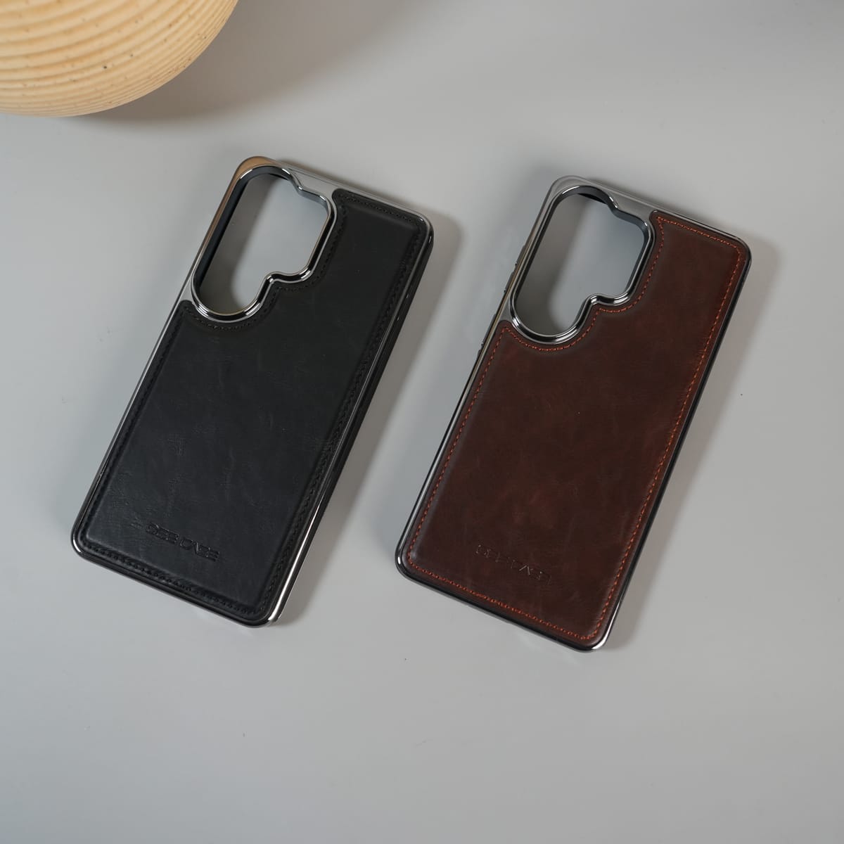 FRATO Samsung S26 Ultra Galaxy S26 Ultra Leather Case | Classic Side Chrome Back Cover