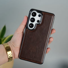FRATO Samsung S26 Ultra Galaxy S26 Ultra Leather Case | Classic Side Chrome Back Cover