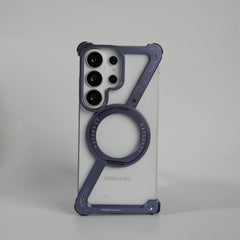 FRATO Samsung S26 Ultra Light Purple Galaxy S26 Ultra Frameless Z Shape Metal Case with Rotating Stand