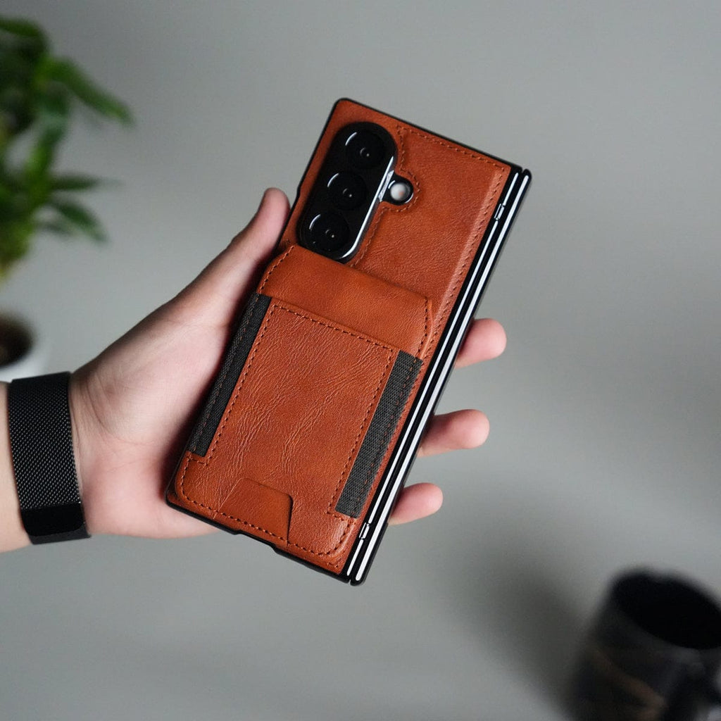Galaxy Z Fold 7 Magnetic PU Leather Flip Kickstand Credit Wallet Card Holder Slots Covers