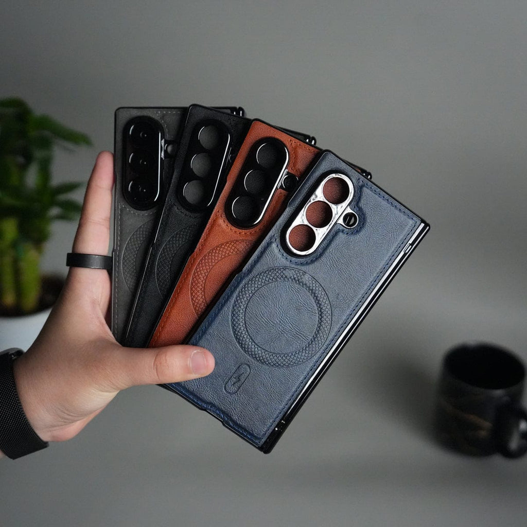 Galaxy Z Fold 7 Magnetic PU Leather Flip Kickstand Credit Wallet Card Holder Slots Covers