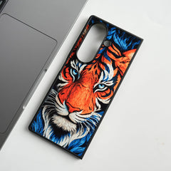 FRATO Samsung Z Fold 7 Glass Galaxy Z Fold Series Tiger Face Chrome Armor Case