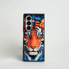 FRATO Samsung Z Fold 7 Glass Galaxy Z Fold Series Tiger Face Chrome Armor Case