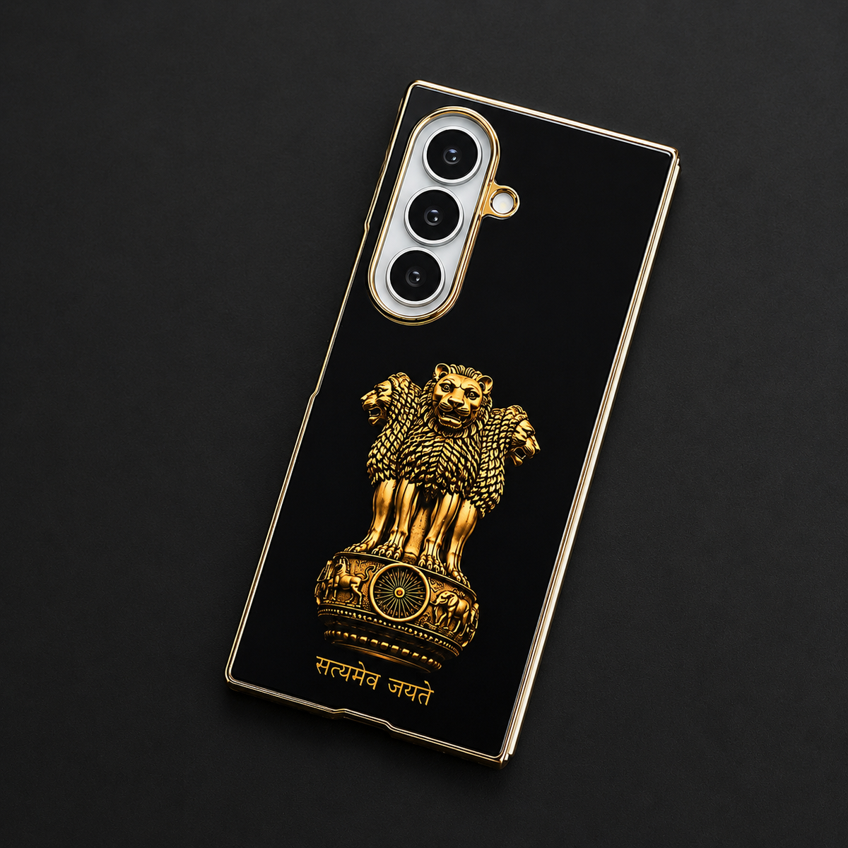Ashoka Emblem Premium Case Cover for Samsung Galaxy Z Fold 6 (Gold)