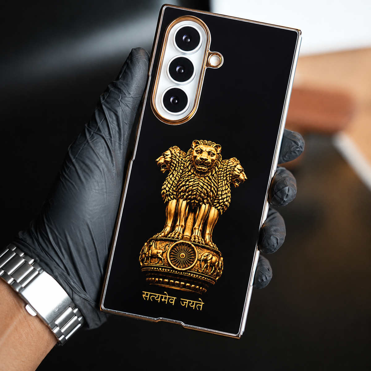 Ashoka Emblem Premium Case Cover for Samsung Galaxy Z Fold 6 (Gold)