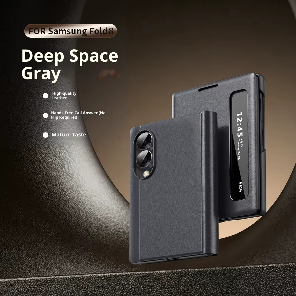 Smart View Leather Texture Flip Stand Case For Samsung Galaxy Z Fold 8