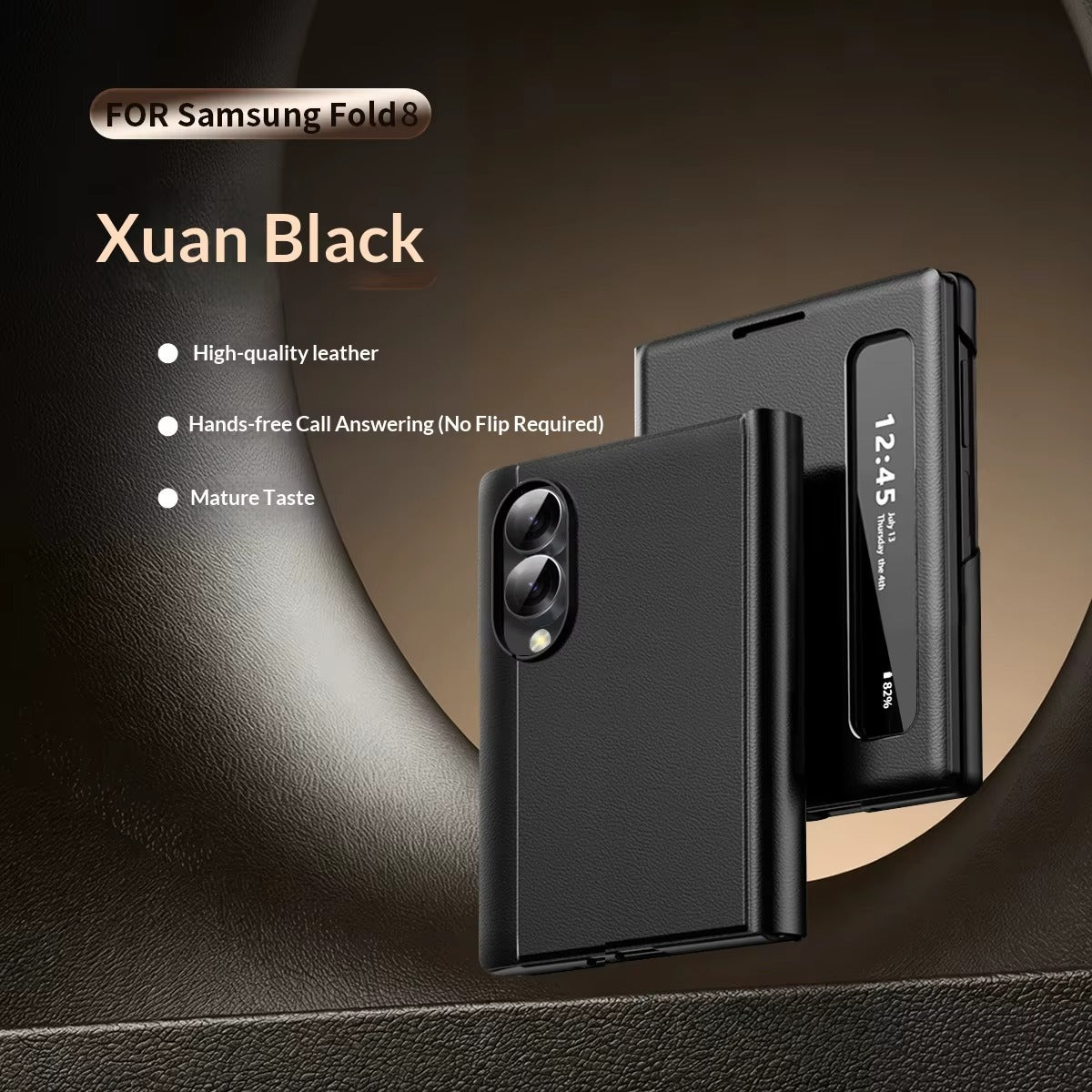 Smart View Leather Texture Flip Stand Case For Samsung Galaxy Z Fold 8