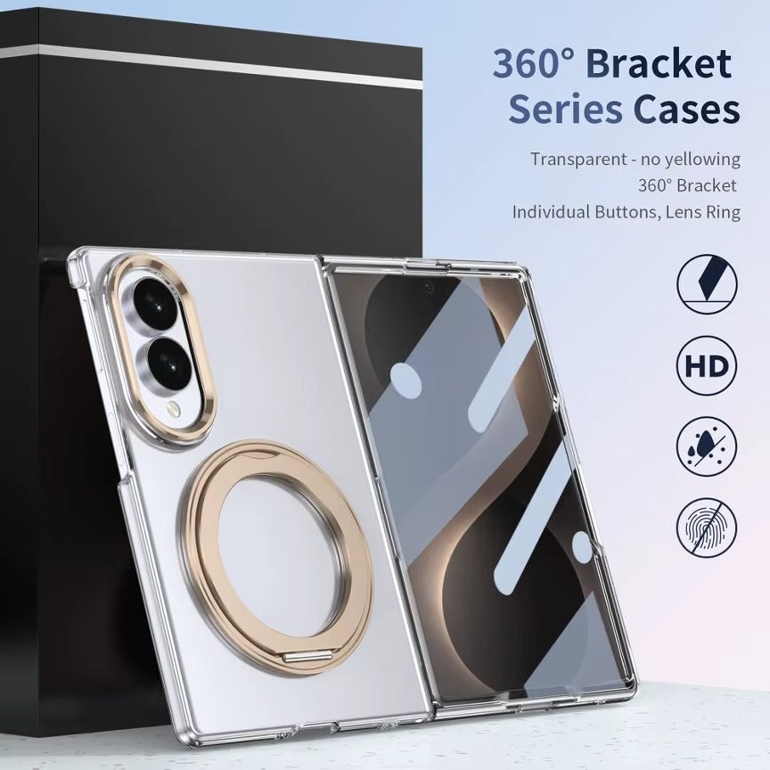 Crystal Clear Case for Galaxy Z Fold 8 with Rotating Ring Stand | Front Screen Protector