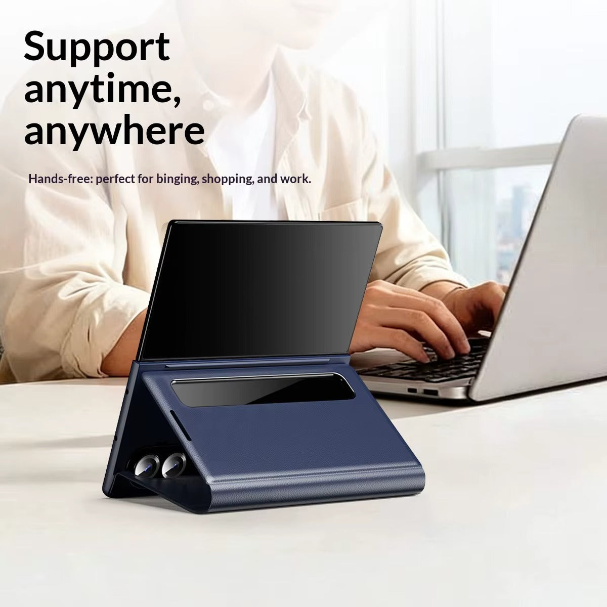 Smart View Leather Texture Flip Stand Case For Samsung Galaxy Z Fold 8