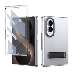 Transparent Braket Metal Stand Case for Samsung Galaxy Z Fold 8 | Built-In Front Glass