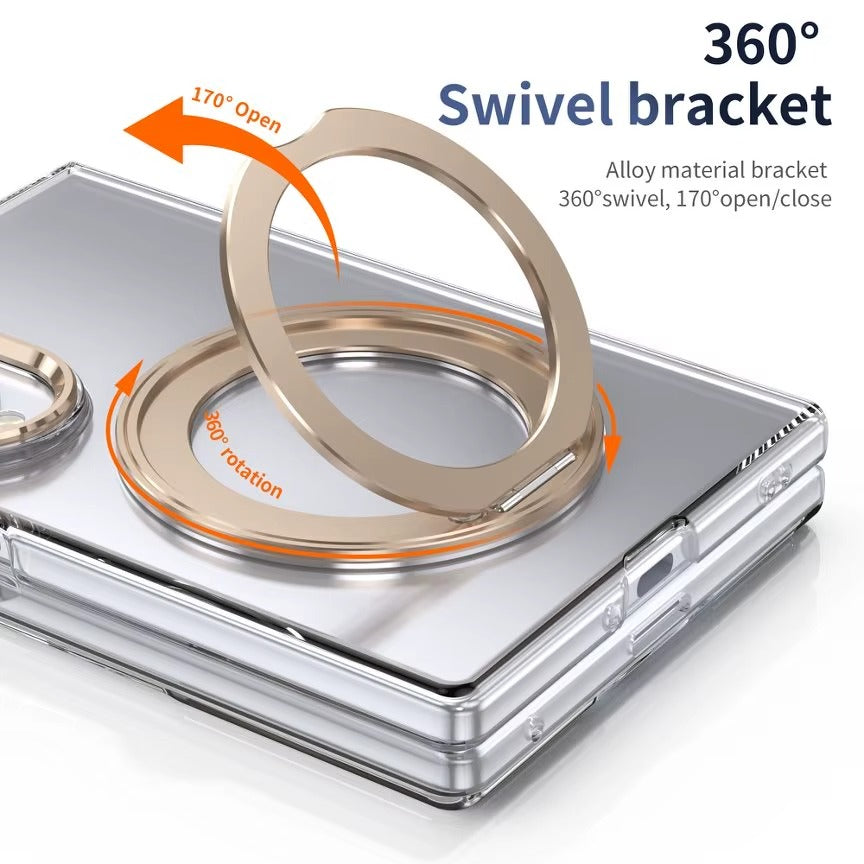 Crystal Clear Case for Galaxy Z Fold 8 with Rotating Ring Stand | Front Screen Protector