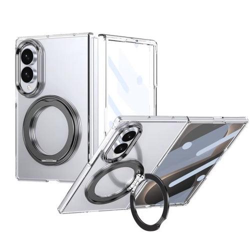 Crystal Clear Case for Galaxy Z Fold 8 with Rotating Ring Stand | Front Screen Protector