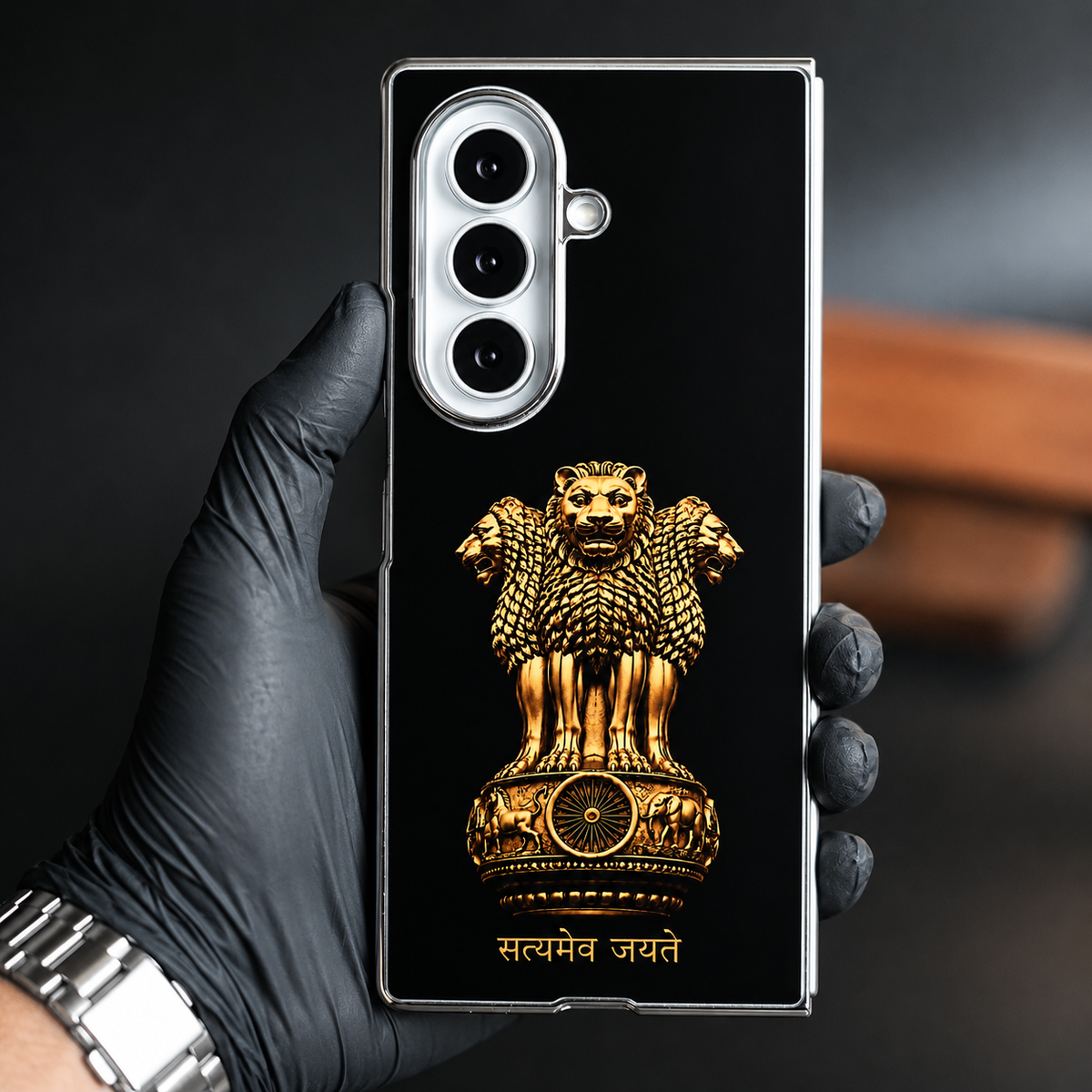 Ashoka Emblem Premium Case Cover for Samsung Galaxy Z Fold 6 (Silver)
