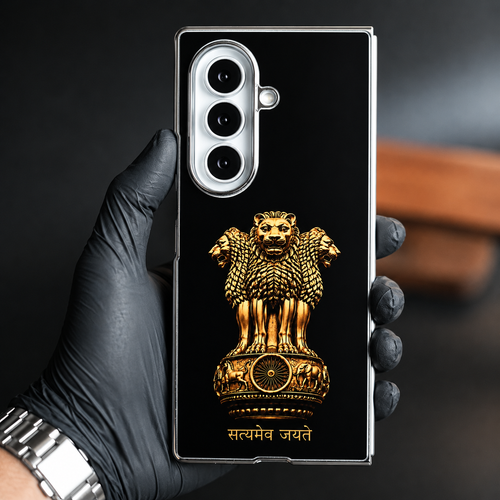 Ashoka Emblem Premium Case Cover for Samsung Galaxy Z Fold 6 (Silver)